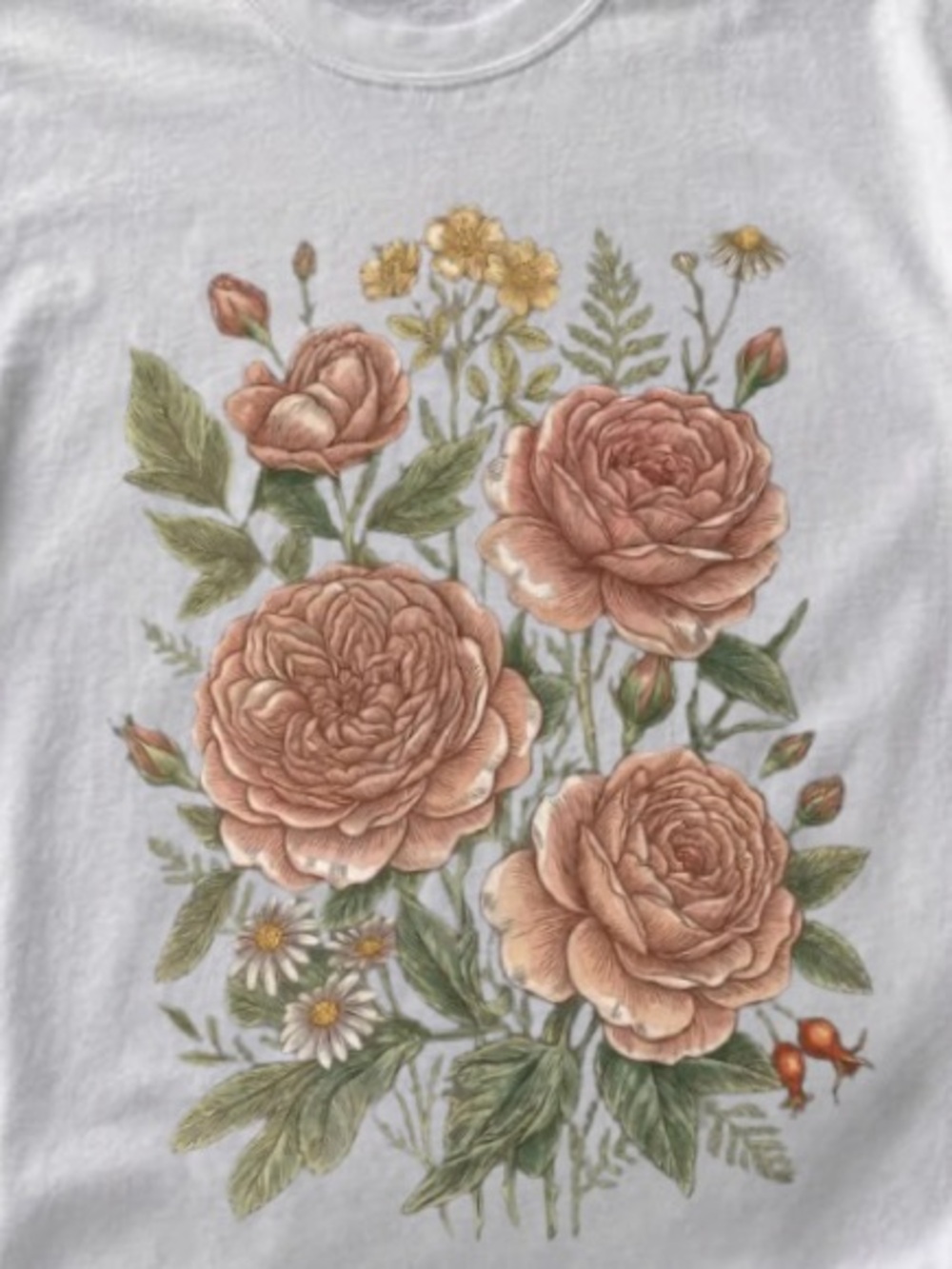 Floral Rose Bouquet Art Print Graphic Tee - Picture 2 of 4